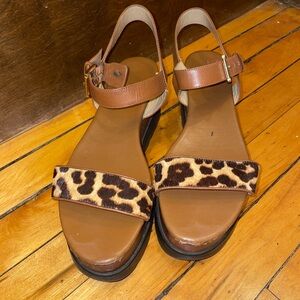 MICHAEL Michael Kors Brown Leopard Platform Sandals